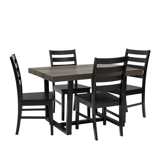 5-Piece Distressed Dining Set - Gray/Black