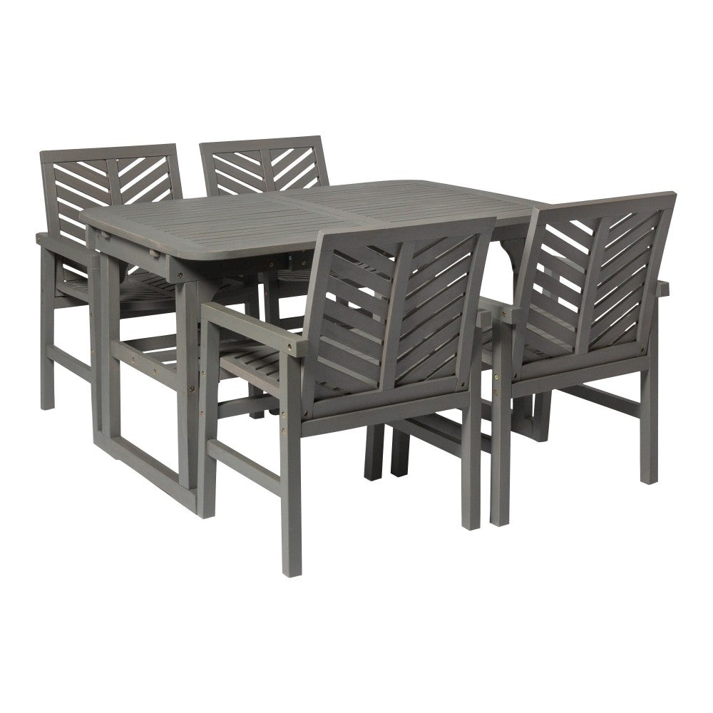 5-Piece Extendable Outdoor Patio Dining Set - Gray Wash