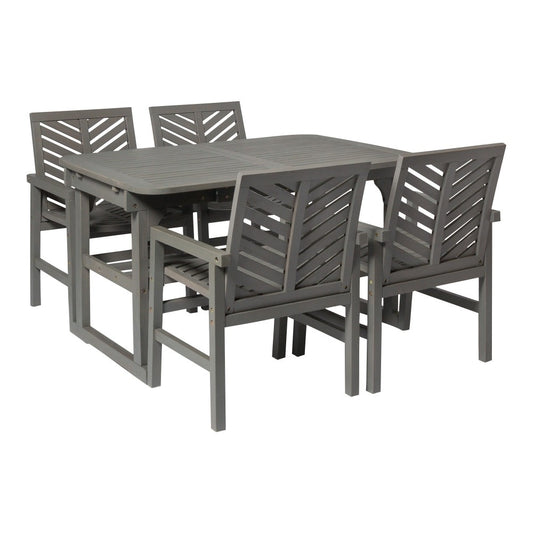 5-Piece Extendable Outdoor Patio Dining Set - Gray Wash