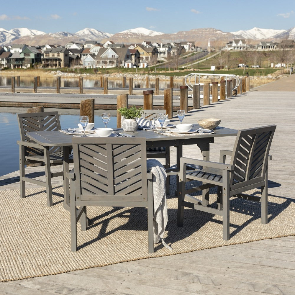 5-Piece Extendable Outdoor Patio Dining Set - Gray Wash