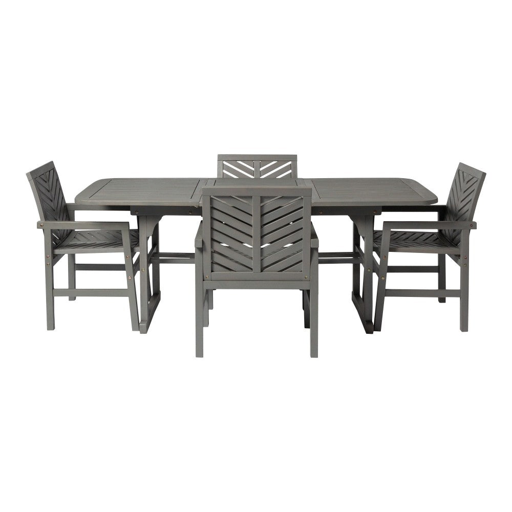 5-Piece Extendable Outdoor Patio Dining Set - Gray Wash