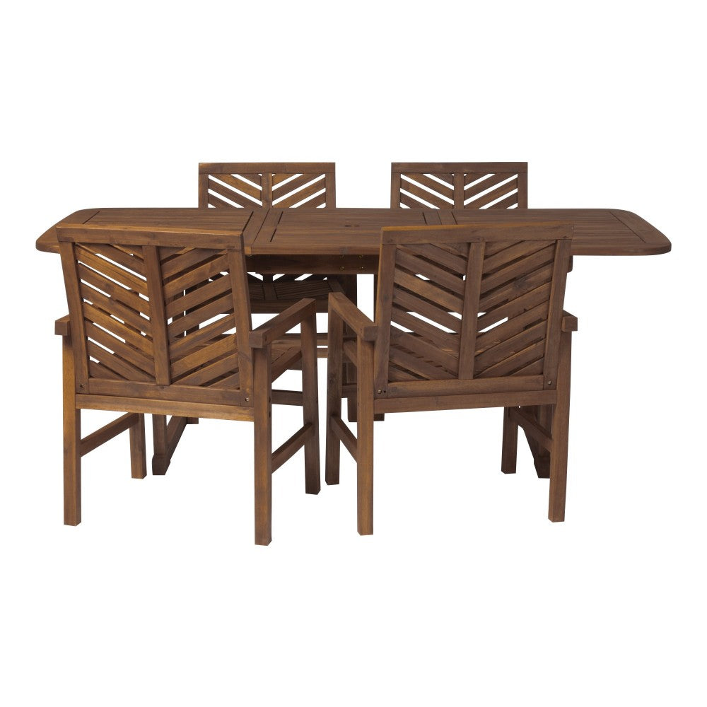 5-Piece Extendable Outdoor Patio Dining Set - Dark Brown