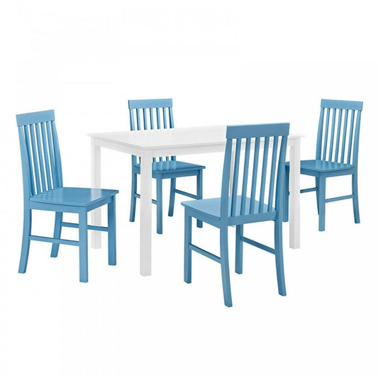 5-Piece Modern Dining Set - White/Powder Blue