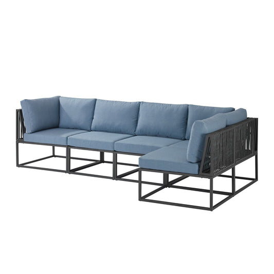 5-Piece Outdoor Cord Modular Sectional - Blue