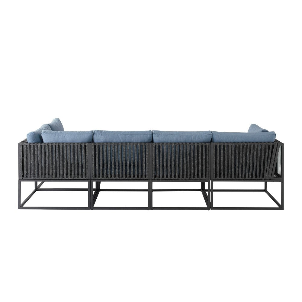 5-Piece Outdoor Cord Modular Sectional - Blue