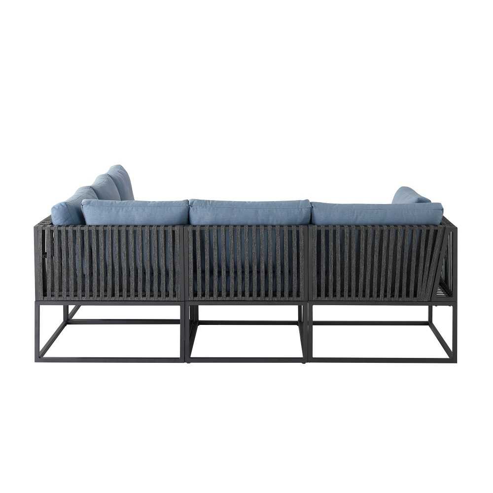 5-Piece Outdoor Cord Modular Sectional - Blue