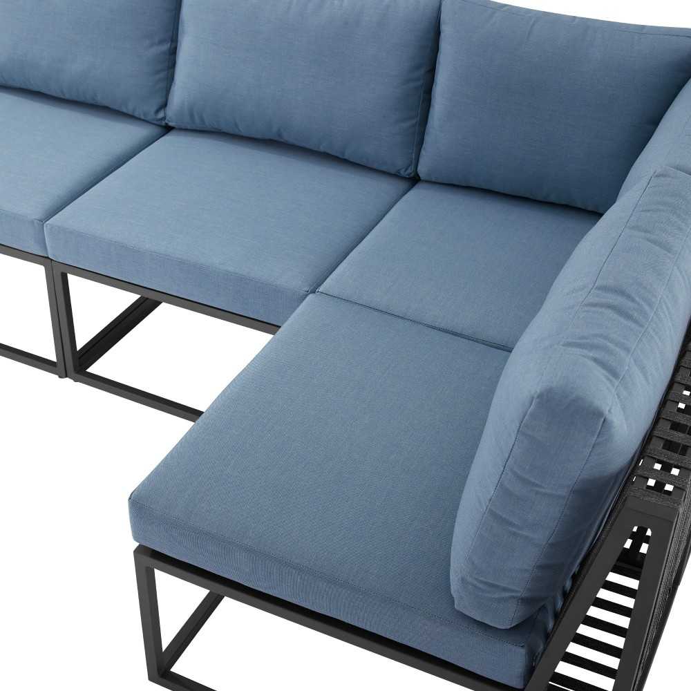 5-Piece Outdoor Cord Modular Sectional - Blue