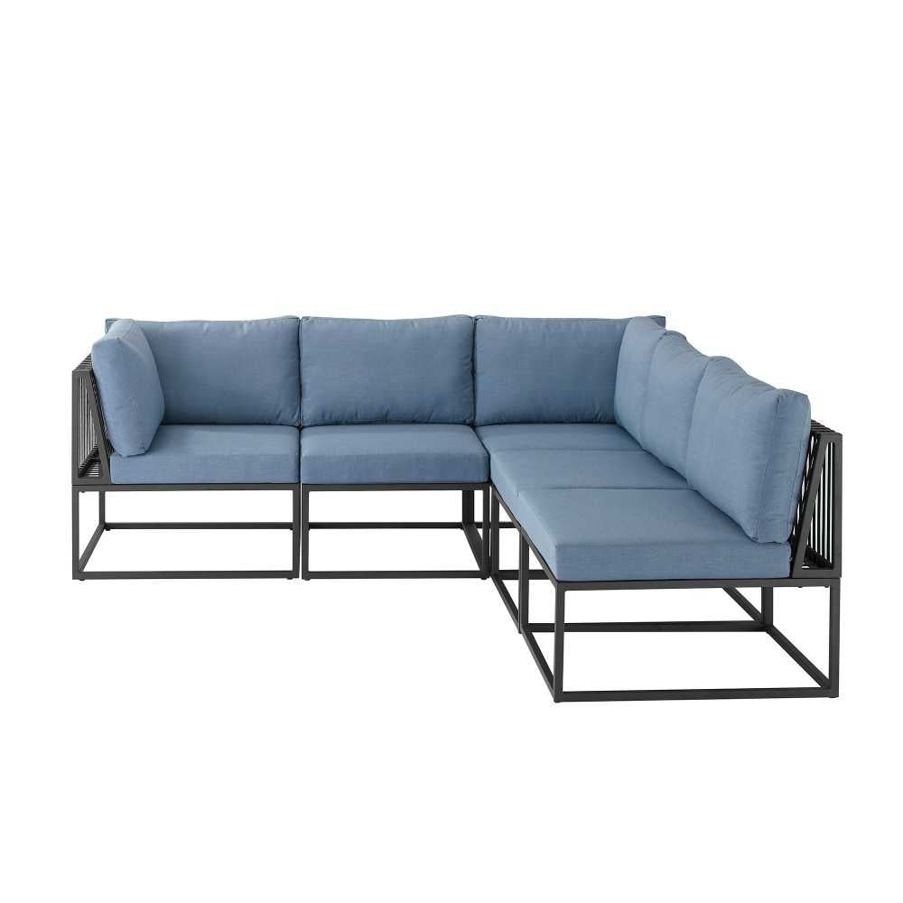 5-Piece Outdoor Cord Modular Sectional - Blue