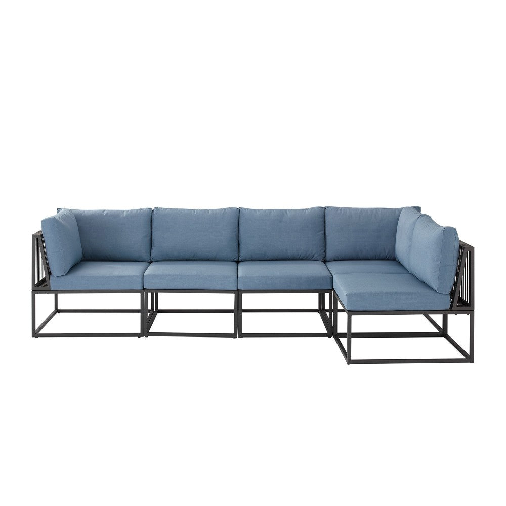 5-Piece Outdoor Cord Modular Sectional - Blue