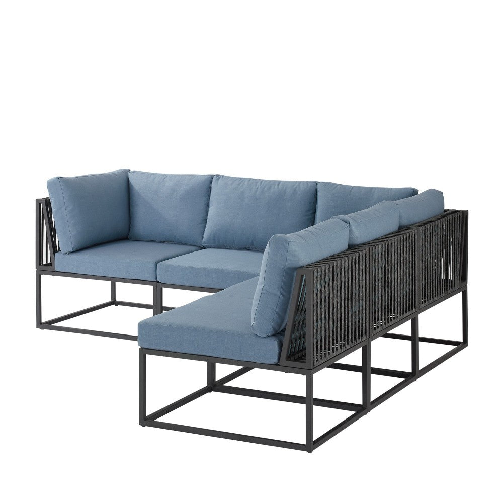 5-Piece Outdoor Cord Modular Sectional - Blue