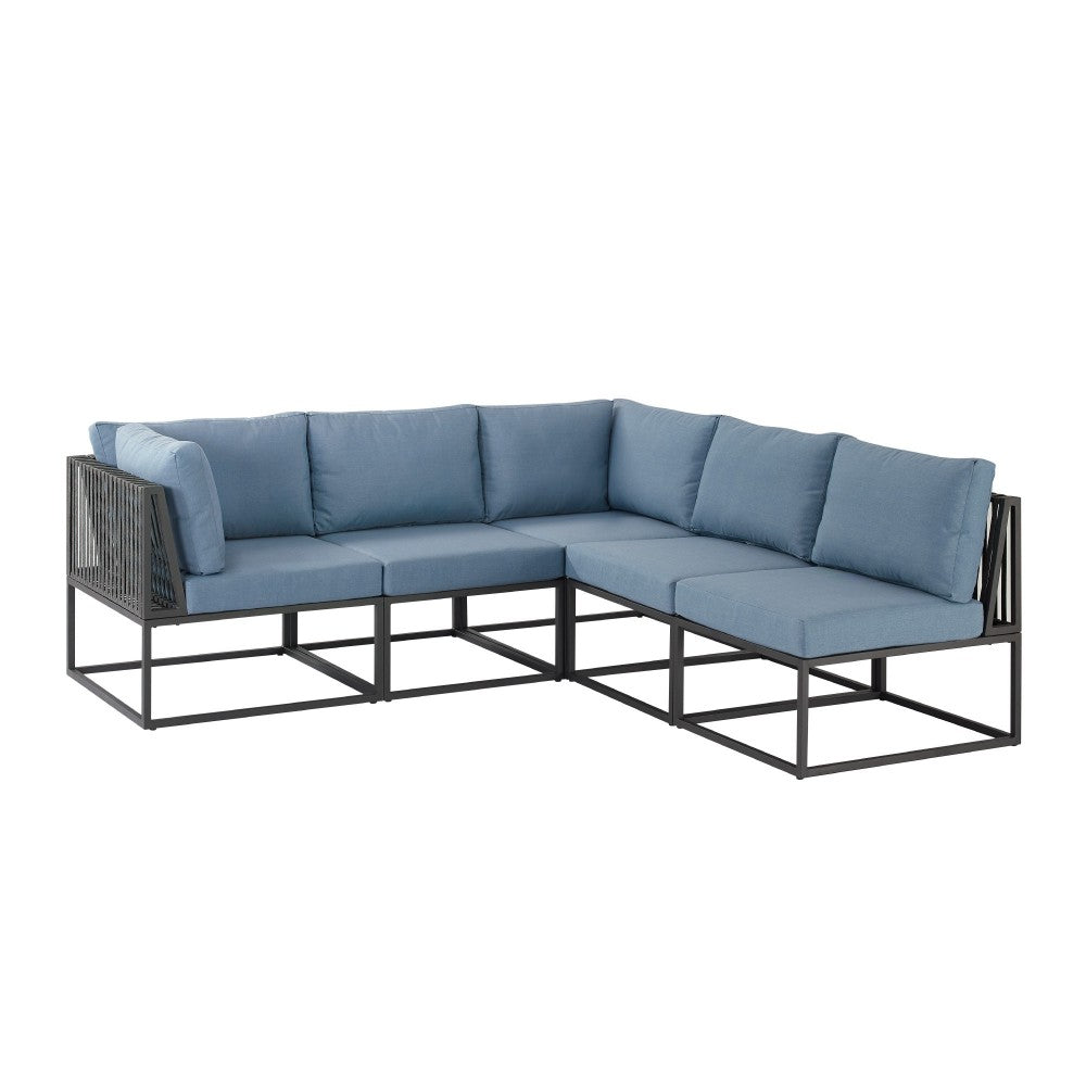 5-Piece Outdoor Cord Modular Sectional - Blue