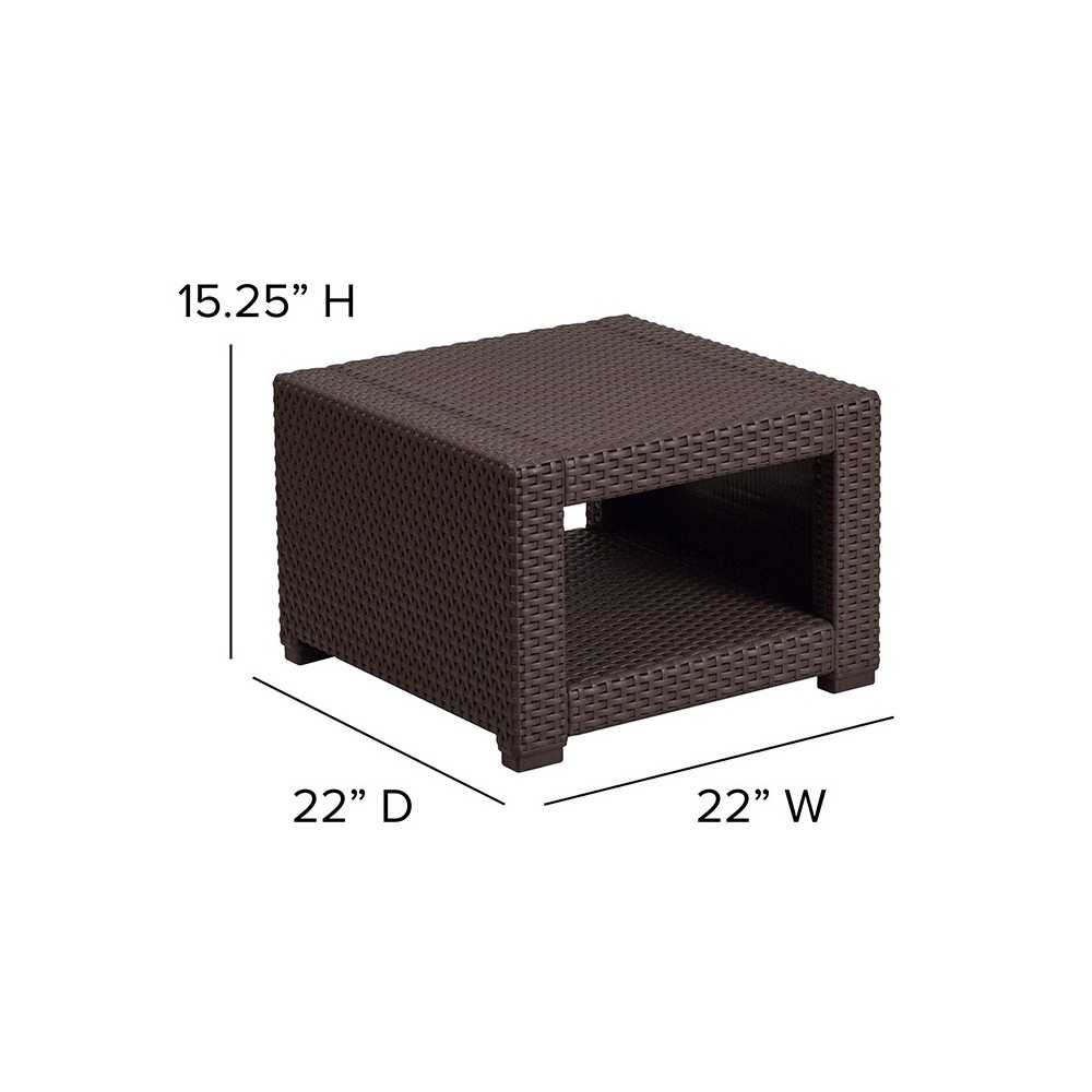 5 Piece Outdoor Faux Rattan Chair, Sofa and Table Set in Chocolate Brown