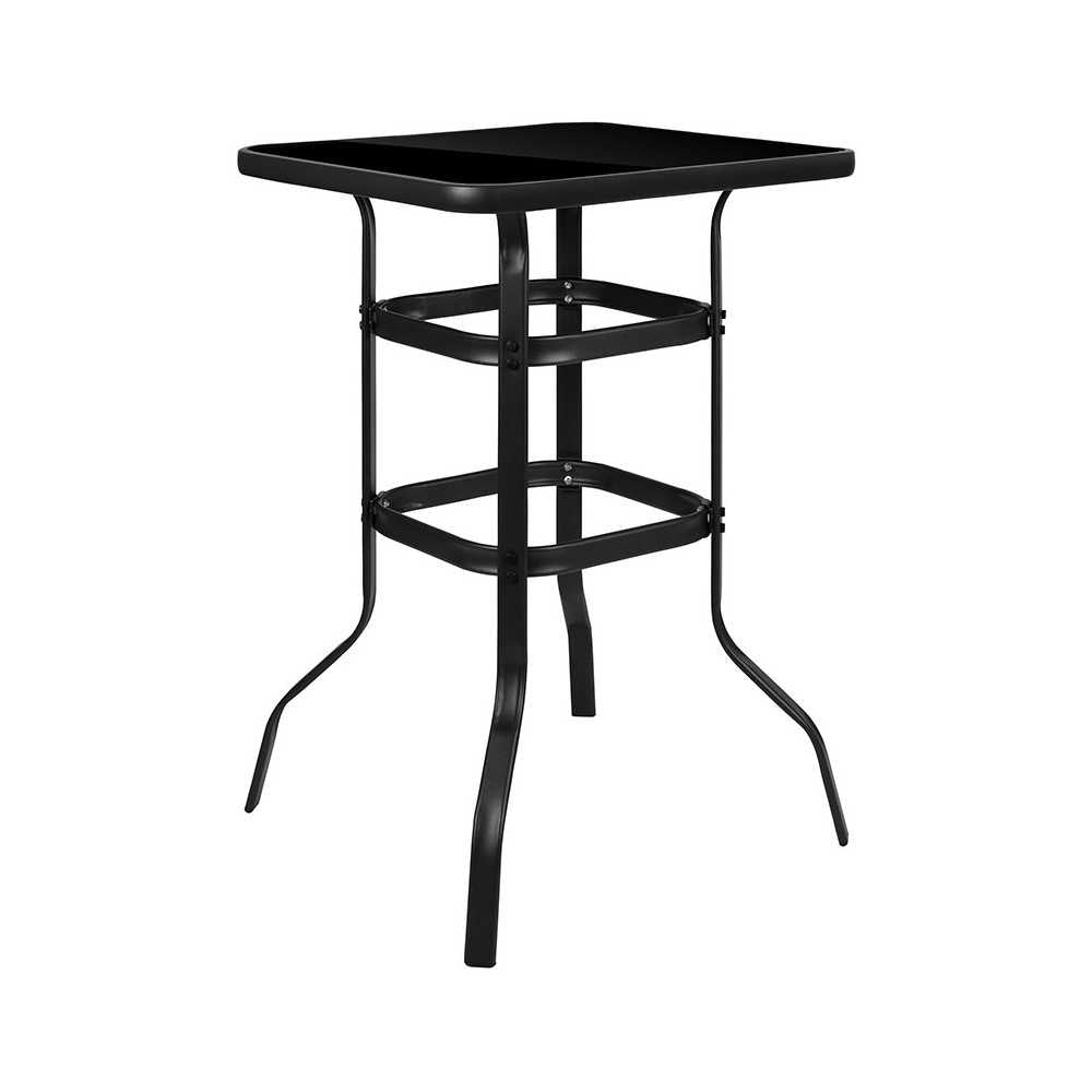 5 Piece Outdoor Glass Bar Patio Table Set with 4 Barstools