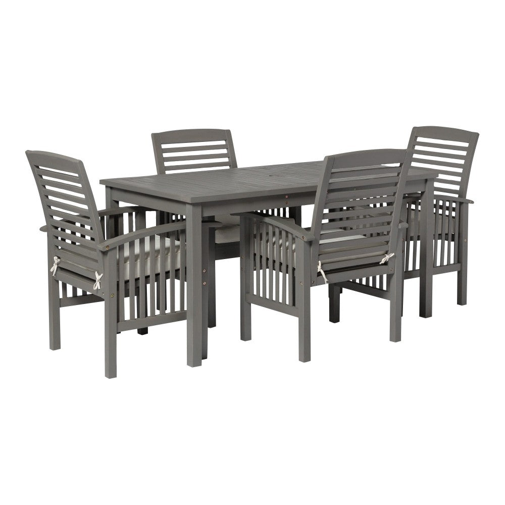 5-Piece Simple Outdoor Patio Dining Set - Gray Wash