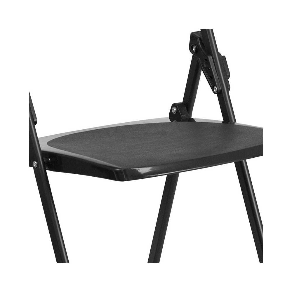 500 lb. Capacity Heavy Duty Black Plastic Folding Chair with Built-in Ganging Brackets