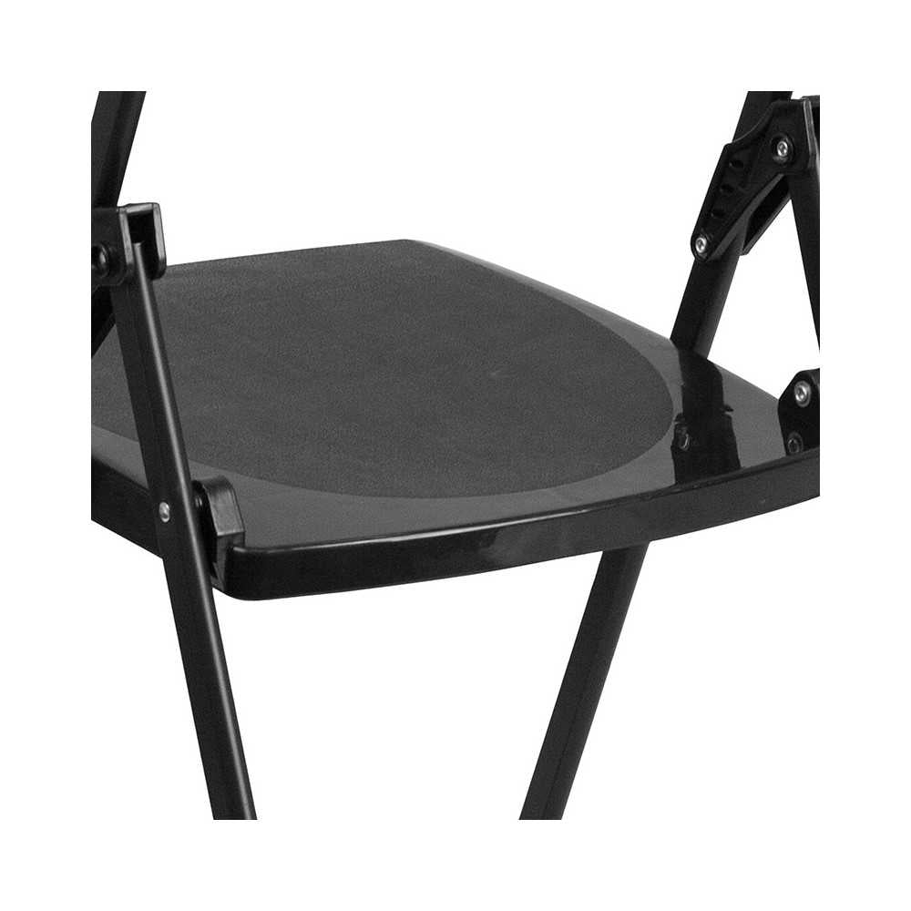 500 lb. Capacity Heavy Duty Black Plastic Folding Chair with Built-in Ganging Brackets