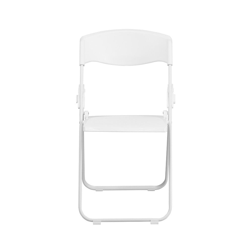 500 lb. Capacity Heavy Duty White Plastic Folding Chair with Built-in Ganging Brackets