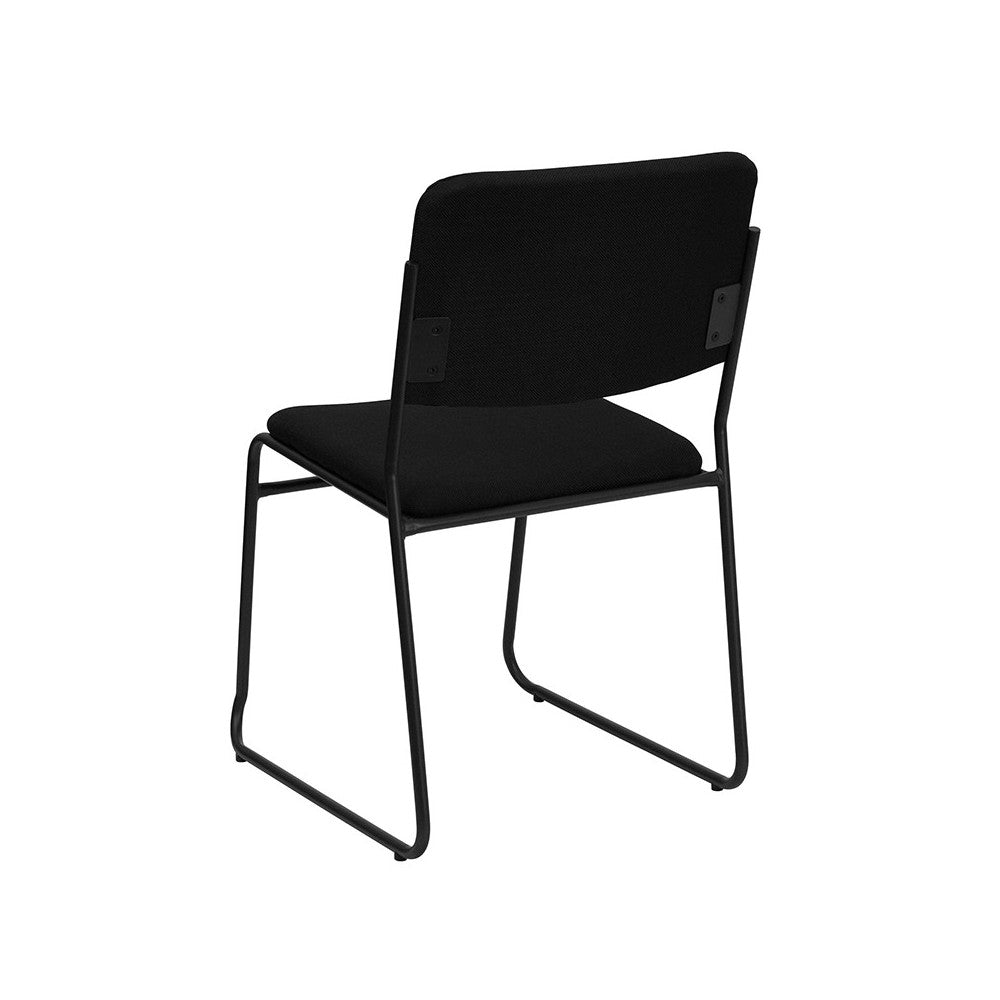 500 lb. Capacity High Density Black Fabric Stacking Chair with Sled Base