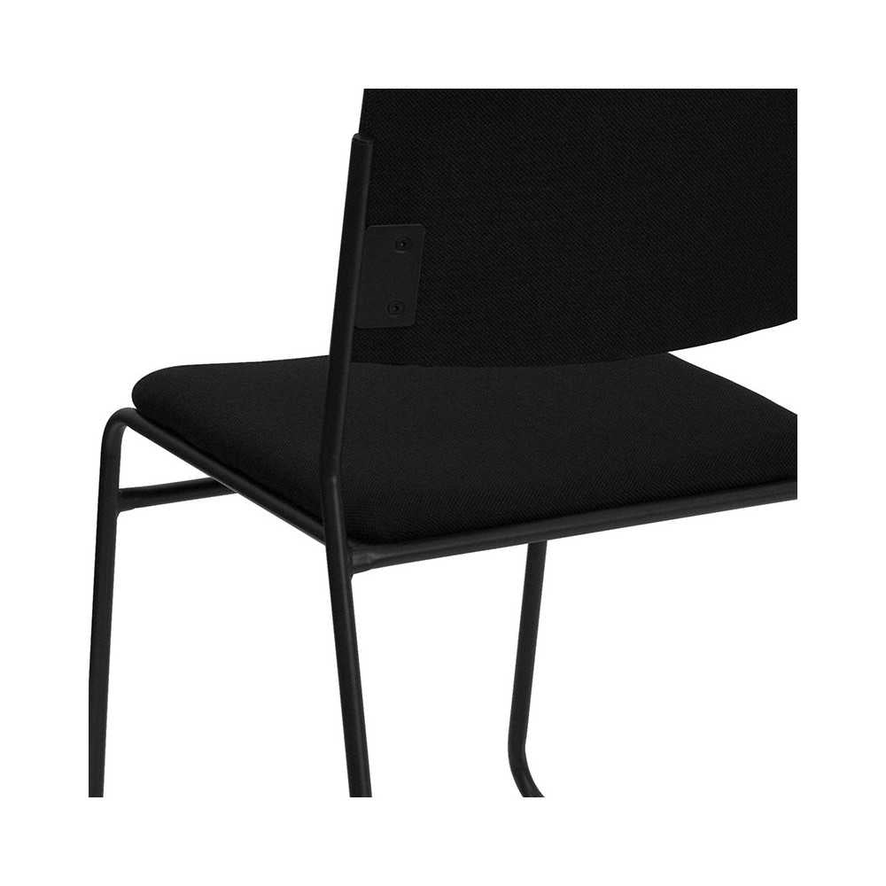 500 lb. Capacity High Density Black Fabric Stacking Chair with Sled Base