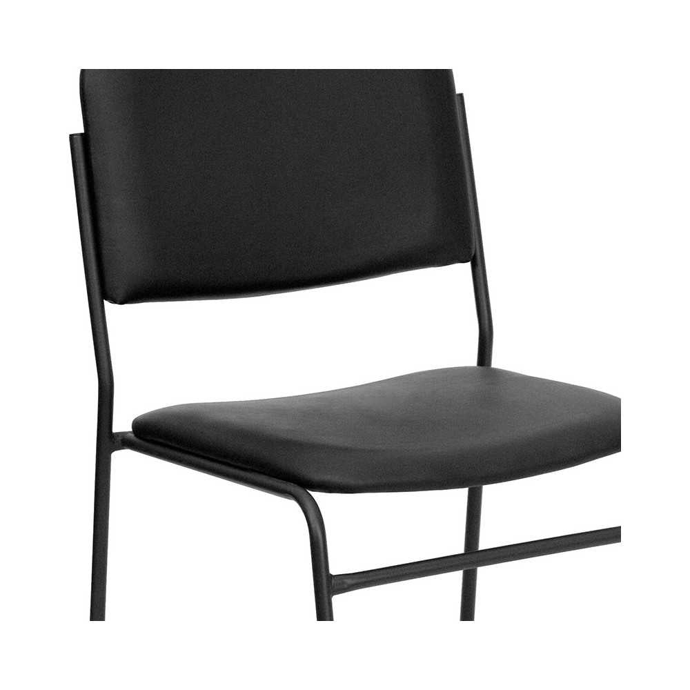 500 lb. Capacity High Density Black Vinyl Stacking Chair with Sled Base