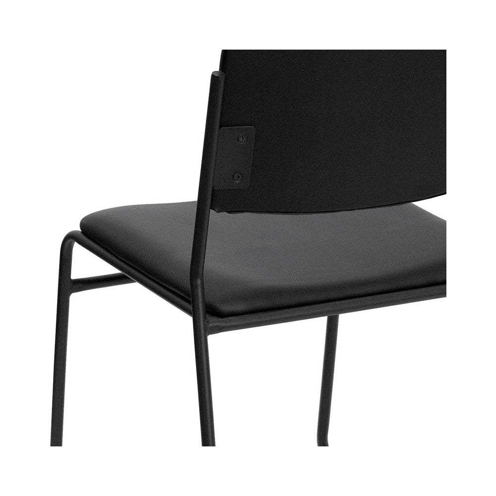 500 lb. Capacity High Density Black Vinyl Stacking Chair with Sled Base