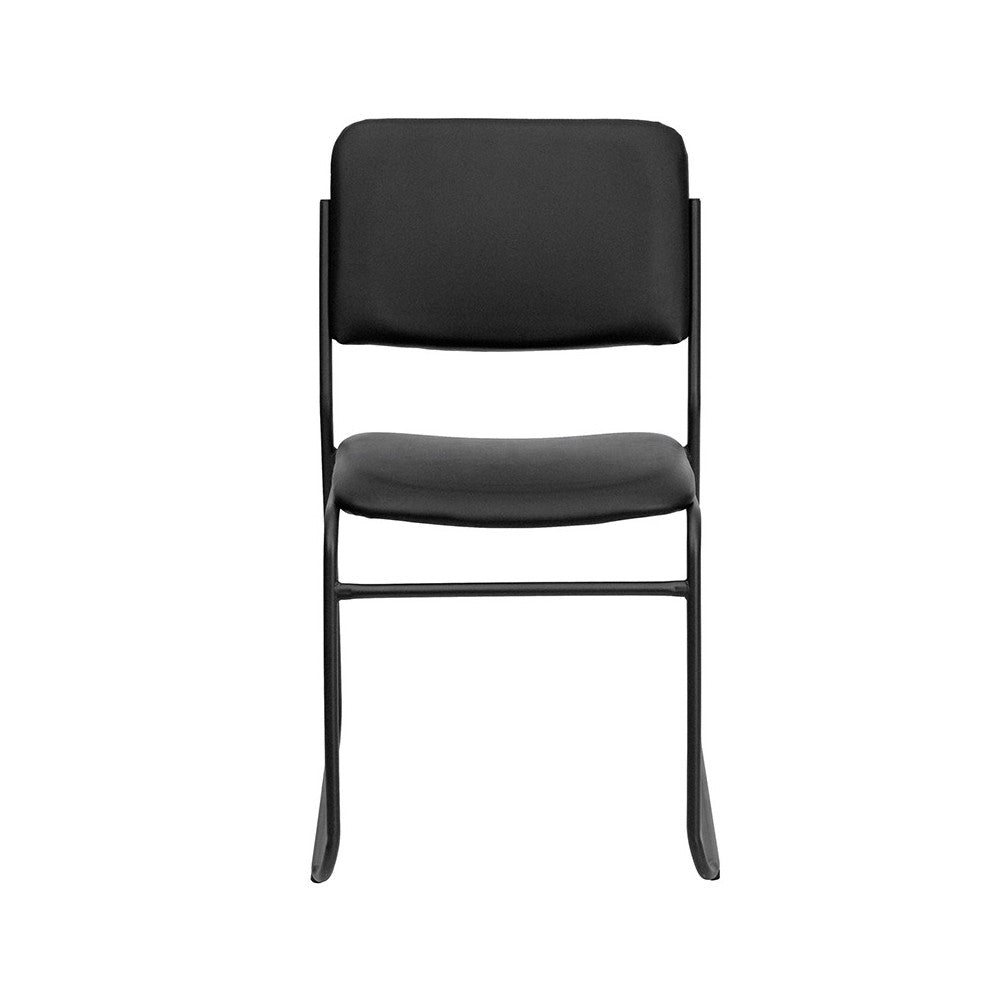 500 lb. Capacity High Density Black Vinyl Stacking Chair with Sled Base