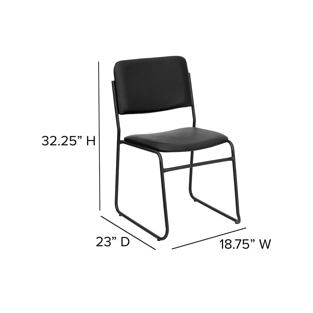 500 lb. Capacity High Density Black Vinyl Stacking Chair with Sled Base