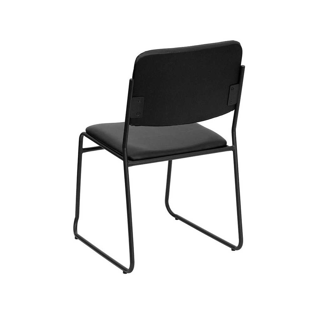 500 lb. Capacity High Density Black Vinyl Stacking Chair with Sled Base