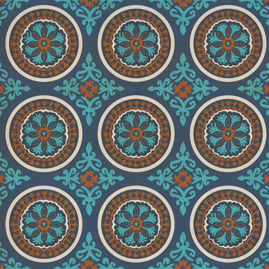 Pattern 43 Samadi 48x48 Vintage Vinyl Floorcloth