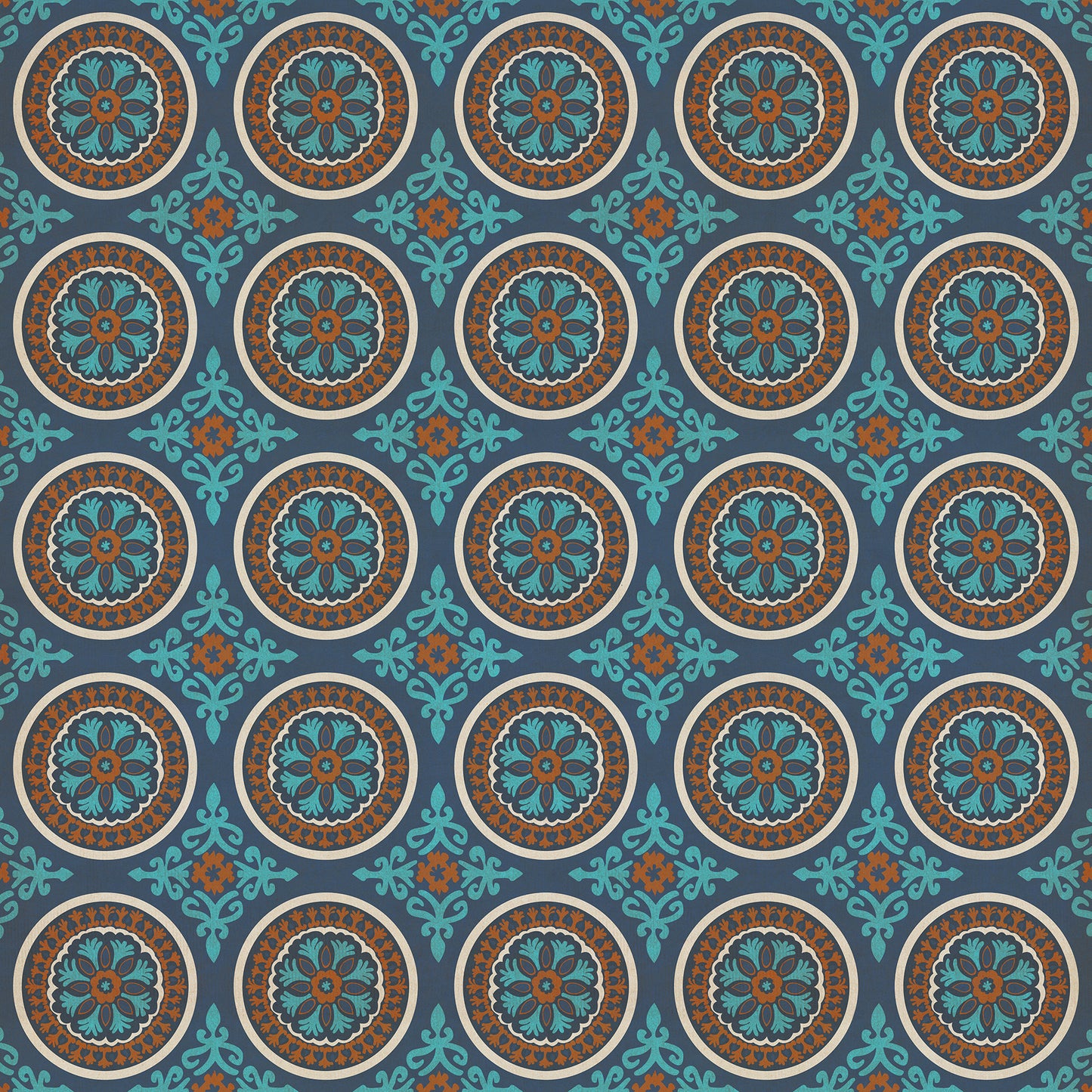Pattern 43 Samadi 96x96 Vintage Vinyl Floorcloth