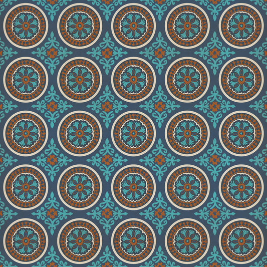 Pattern 43 Samadi 96x96 Vintage Vinyl Floorcloth