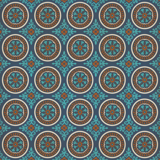 Pattern 43 Samadi 120x120 Vintage Vinyl Floorcloth