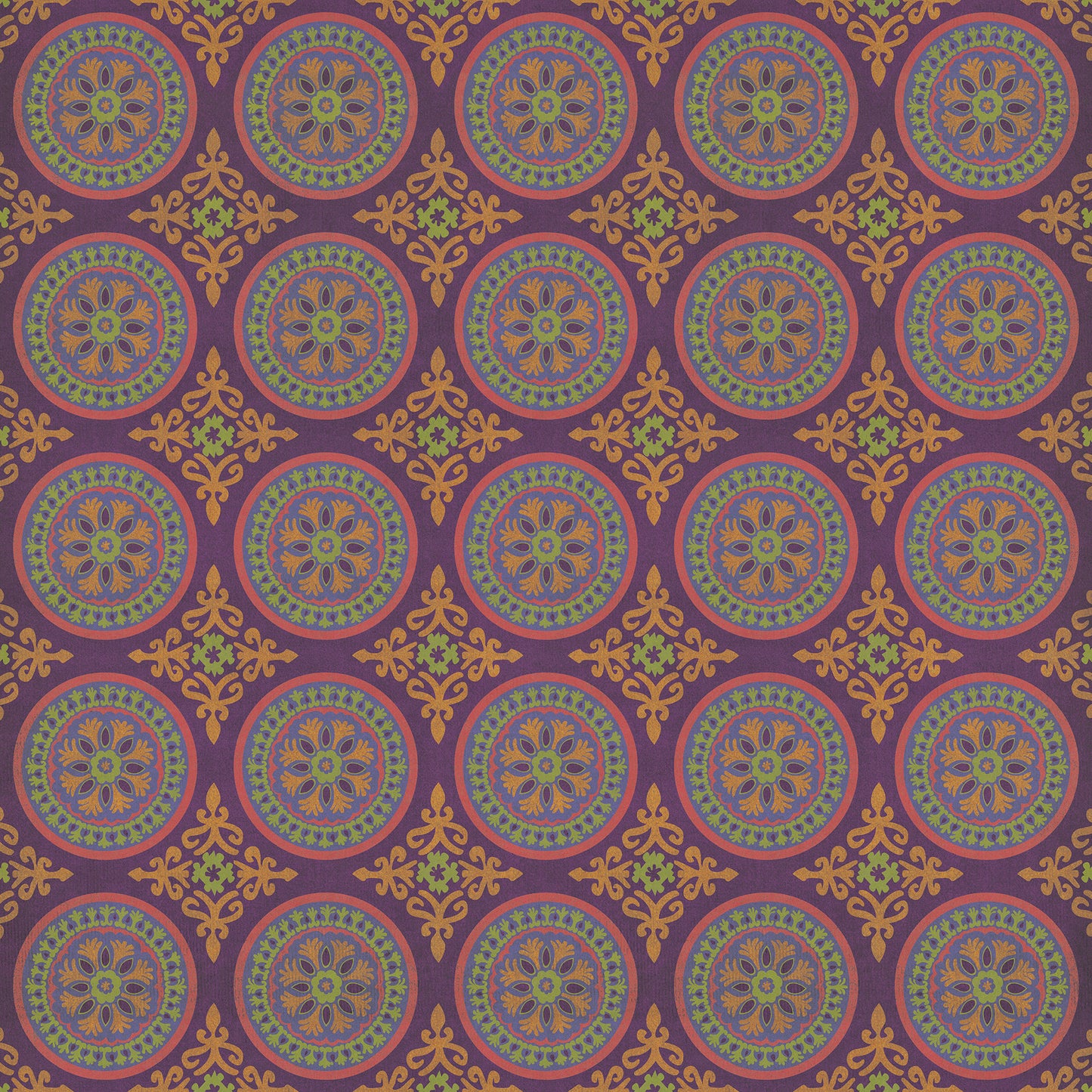 Pattern 43 Samsara 96x96 Vintage Vinyl Floorcloth