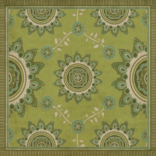 Pattern 44 Sashiko 36x36 Vintage Vinyl Floorcloth