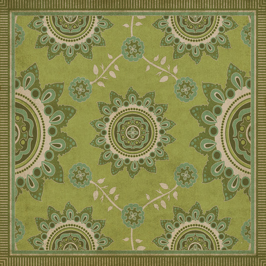 Pattern 44 Sashiko 48x48 Vintage Vinyl Floorcloth