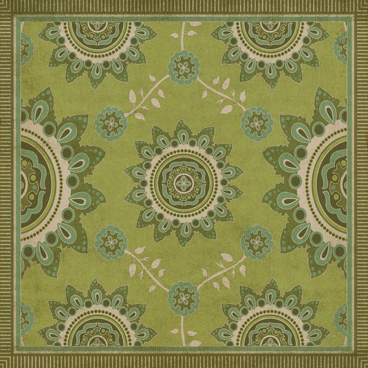 Pattern 44 Sashiko 72x72 Vintage Vinyl Floorcloth