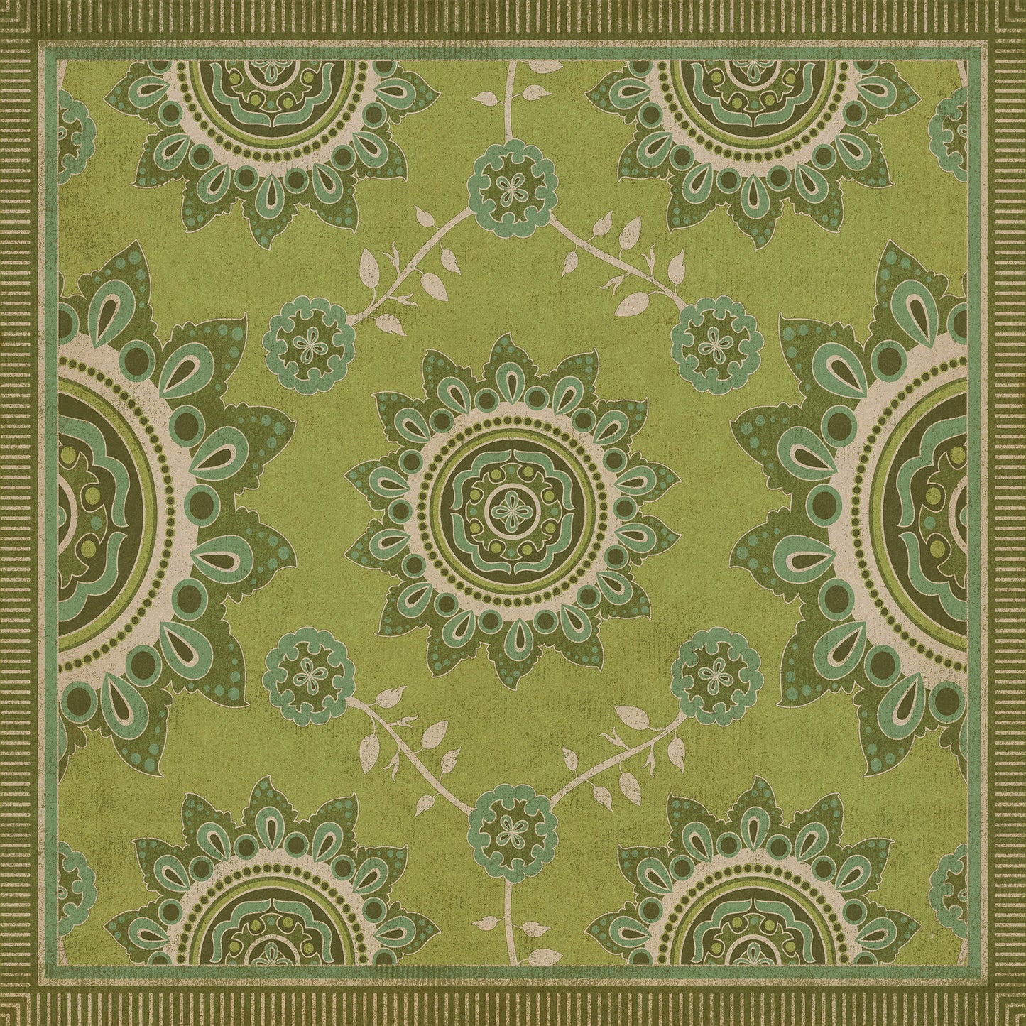 Pattern 44 Sashiko 96x96 Vintage Vinyl Floorcloth