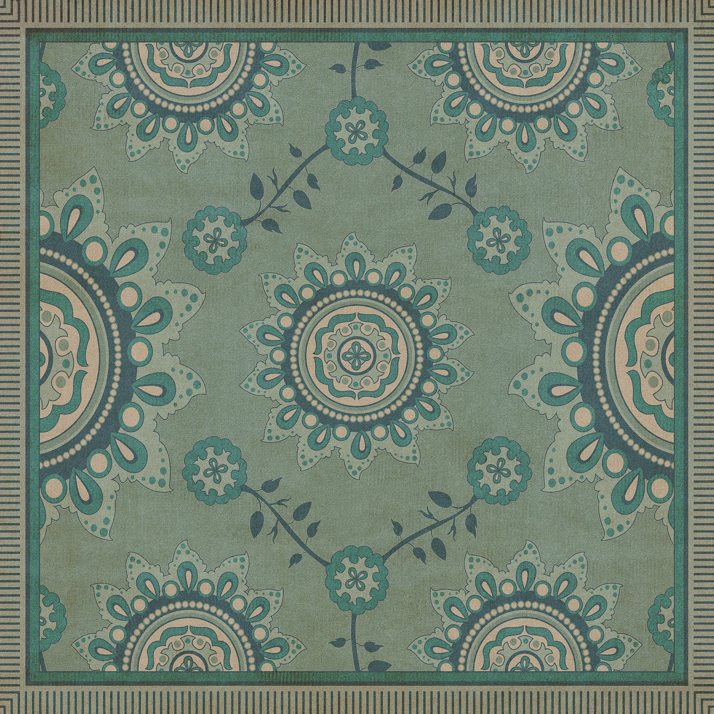 Pattern 44 Shisha 48x48 Vintage Vinyl Floorcloth