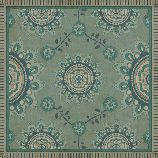 Pattern 44 Shisha 48x48 Vintage Vinyl Floorcloth
