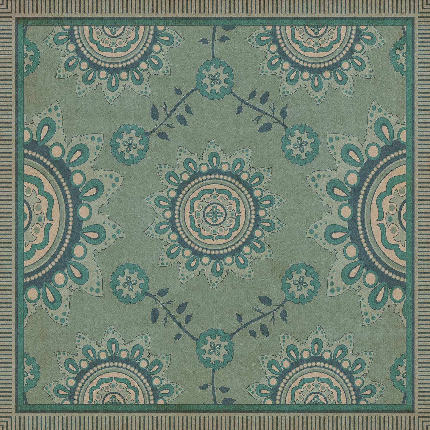 Pattern 44 Shisha 96x96 Vintage Vinyl Floorcloth