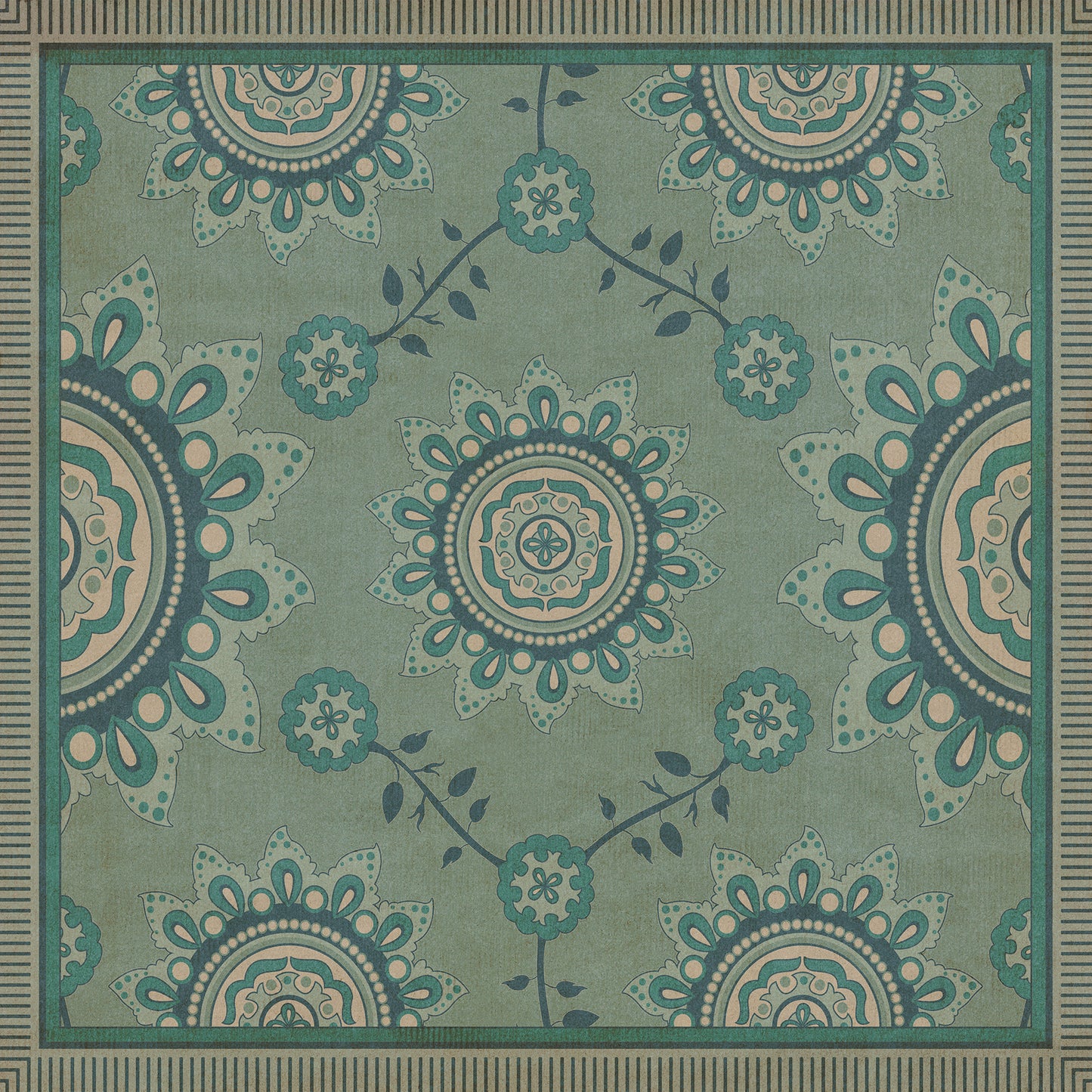 Pattern 44 Shisha 120x120 Vintage Vinyl Floorcloth