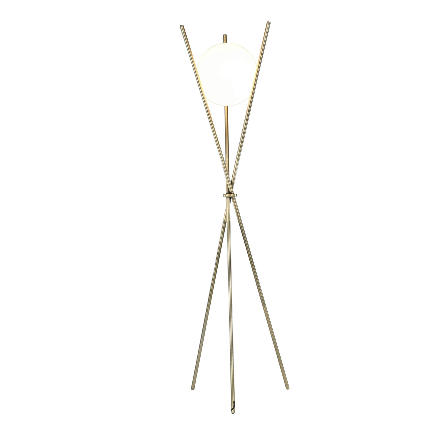 Metal 59" Tripod Orb Floor Lamp, Gold Kd
