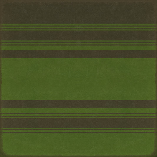 Pattern 50 Organic Stripes Black and Green 48x48 Vintage Vinyl Floorcloth