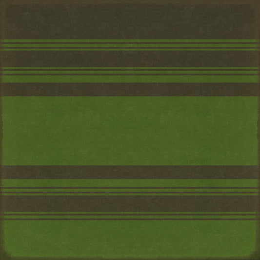 Pattern 50 Organic Stripes Black and Green 72x72 Vintage Vinyl Floorcloth