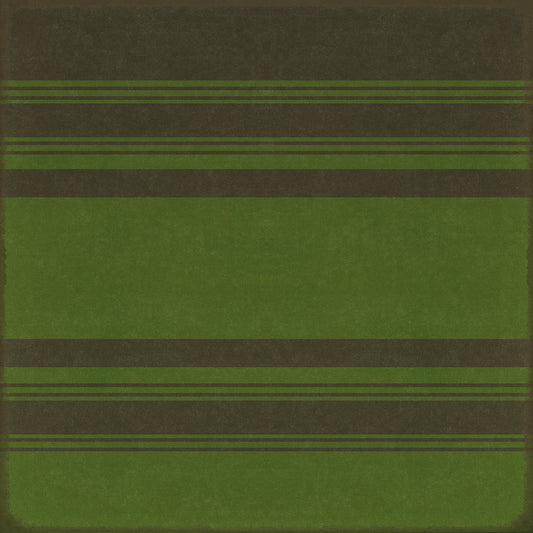 Pattern 50 Organic Stripes Black and Green 96x96 Vintage Vinyl Floorcloth