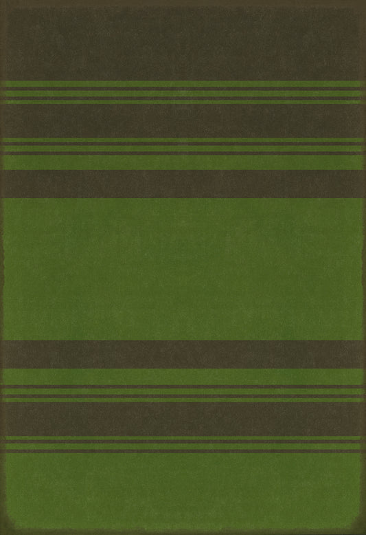 Pattern 50 Organic Stripes Black and Green 96x140 Vintage Vinyl Floorcloth