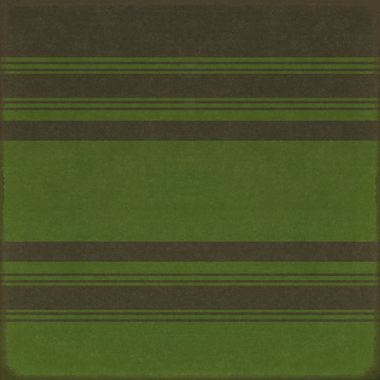 Pattern 50 Organic Stripes Black and Green 120x120 Vintage Vinyl Floorcloth