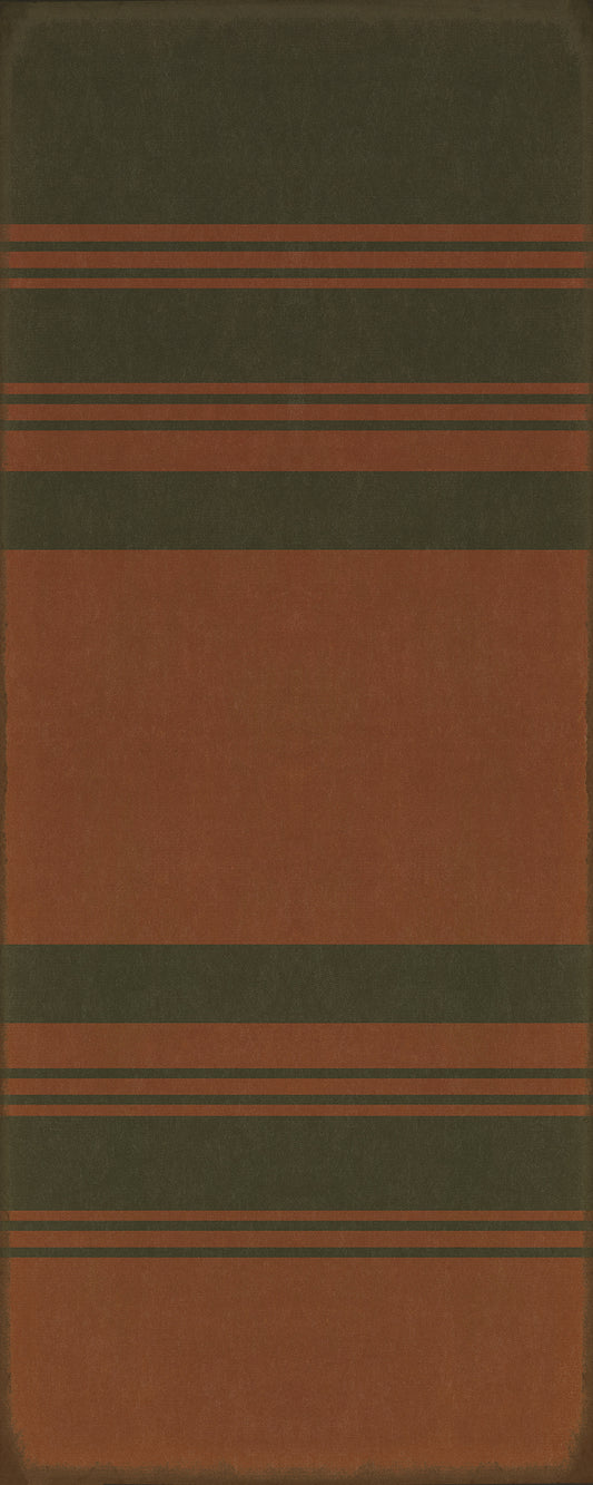Pattern 50 Organic Stripes Black and Red 36x90 Vintage Vinyl Floorcloth