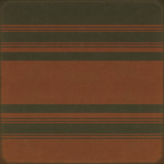 Pattern 50 Organic Stripes Black and Red 48x48 Vintage Vinyl Floorcloth