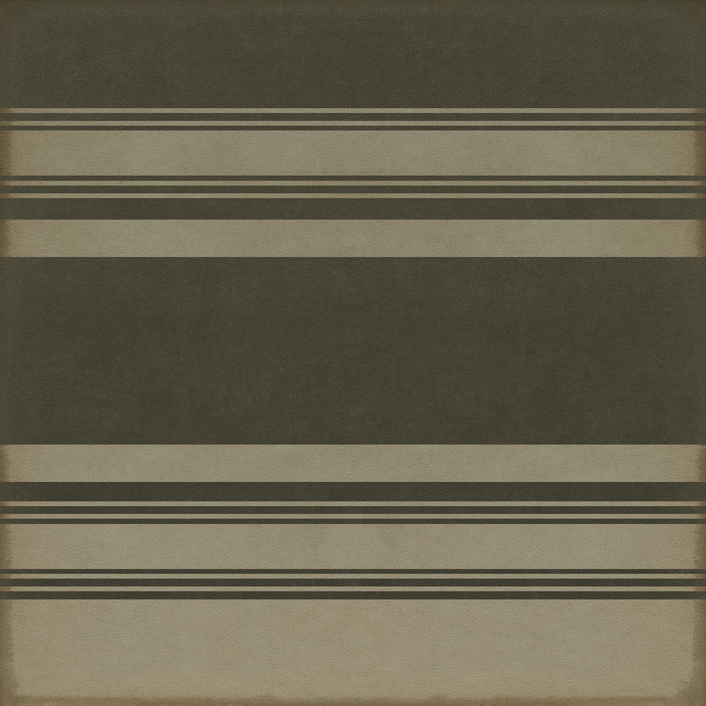 Pattern 50 Organic Stripes Black and Tan 36x36 Vintage Vinyl Floorcloth
